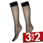 Decoy Strømper 2P Soft Lux 15 DEN Knee-high Socks Svart polyamid One Size Dame