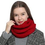 Écharpe femme hiver Écharpe en laine Écharpe tube snood Tour de Cou Cache cou - Rouge foncé