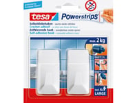 Tesa Powerstrips, Inomhus, Handdukskrok, Vit, Plast, Självhäftande Remsa, 2 Kg