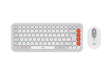 Logitech POP Icon Combo - sats med tangentbord och mus - AZERTY - fransk - offwhite, orange Inmatningsenhet