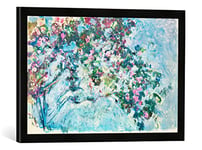 Kunst für Alle 'Image encadrée de Claude Monet Les Roses Rosier (Le), d'art dans Le Cadre de Haute qualité Photos Fait Main, 60 x 40 cm, Noir Mat