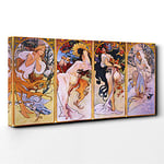 Big Box Art Canvas Print Wall Art Alphonse Mucha The Four Seasons (2) | Mounted & Stretched Framed Picture | Home Decor for Kitchen, Living Room, Bedroom, Hallway, Multi-Colour, 40x20 Inch