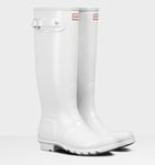 Ladies Hunter Wellies Original Tall Gloss Wellington Boots White Size UK 5