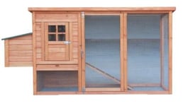 Poulailler en bois teinté clair avec toit bitumé 1 pente1,5 m² – Habrita