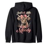 Highland Cow Just A Little Moody Flower Funny Farm Farmer Zip Hoodie