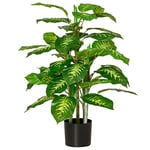 HOMCOM Plante Artificielle calathea Hauteur 95 cm Pot Ciment - intérieur ou extérieur