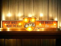 Vintage Motorcycle LED Sign 'Four Wheels Move The Body Two Wheels Move The Soul'