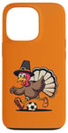 iPhone 13 Pro Funny Thanksgiving turkey Playing soccer ball Men Boys Kids Case