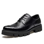 Derbys Homme Nouveaux Oxfords for Hommes Chaussures Habillées À Lacets Crocodile Embossé Toe Pointu Anti-Slip Cosse Semelle en Cuir Véritable Hauteur Augmentant 3.5 cm