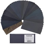 Lot de 45 feuilles abrasives professionnelles|Grain 80-3000|Humide et sec|Papier abrasif pour voiture/meubles en bois/pierre/peinture/métal/verre