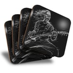 Set of 4 Square Coasters - Rock Guitar Art Band Music Musician  #24117