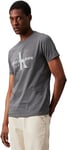 Calvin Klein Jeans T-Shirt Manches Courtes Homme Col Ras-du-Cou, Gris (Endless Grey), XXS