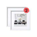 walther design Steel Style ES220WD Plastic Picture Frames, 20 x 20 cm, White, Double Pack