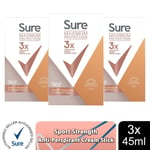 Sure Women Maximum Protection Sport Strength Anti-Perspirant Cream, 3 Pack, 45ml