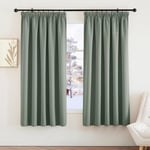 PONY DANCE Blackout Thermal Curtains - Living Room Pencil Pleat Curtain 2 Panels Set Light Filter Super Soft Curtains Home Decorative, W66 X L72, Sage Green