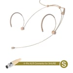 Micro casque à double crochet d'oreille avec housses de microphone,microphone portable,audio et vidéo,3.5mm,prise XLR,3 broches,4 broches,beige,sauna - Type S For Shure