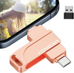 Clé USB 64 Go pour iPhone, Cle USB 3 en 1 Sauvegarde en Un Clic de Photos et Vidéos, Mémoire Stockage Externe Compatible avec iPhone/iPad/Android/PC