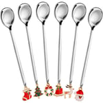 Christmas Spoon Stainless Steel Stirring Spoon with Pedant Coffee Spoon Tea Spoon Dessert Spoon Mixing Spoon Soup Spoon Xmas Spoon Package for Party