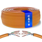 Mr. Tronic Vrac Câble Ethernet 100m, Bulk Reseau LAN Cable Ethernet Cat 6 Haut Debit Pour Internet Rapide 1 Gbps 250 MHz, Cable Ethernet AWG24, Cat6 Câble en Vrac UTP CCA (100 Mètres, Orange)