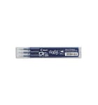 PILOT Pochette de 3 recharges pour roller FriXion Ball pointe moyenne (0,7 mm). Encre bleu nuit