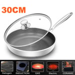 Hybrid Nonstick Frying Pan, 30cm, Stay-Cool Handle Dishwasher Oven With Lid