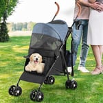 YITAHOME Poussette pour chien à 4 roues avec bretelles, poussette pour animaux de compagnie de petite et moyenne taille, chariot de voyage pliable pour animal de compagnie avec porte-gobelet et sac de