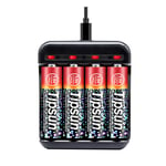 Tipsun KIT 1.5V AA Uppladdningsbara Lithium-ion batteri m laddare