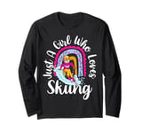 Just A Girl Who Loves Skiing Funny Ski Girl Winter Sports Long Sleeve T-Shirt