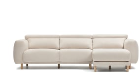 Singa, Chaiselong sofa, Højrevendt, råhvid, H98x296x180 cm, stof