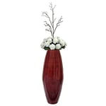Uniquewise Vase cylindrique Moderne en Bambou de 41,9 cm pour Salle à Manger, Salon, entrée, décoration à remplir de Branches ou de Fleurs séchées, Rouge