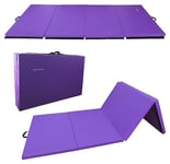 Signature Fitness Tapis de gymnastique pliable multi-usage 122 x 24 x 5,1 cm extra épais, haute densité, anti-déchirure, violet