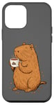 Coque pour iPhone 12 mini Capybara profite d'une tasse de café, expresso, cappuccino, latte