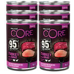 Wellness CORE 95% Turkey & Goat, Nourriture Humide Chien, Pâtée pour Chiens sans Céréales, à Haute Teneur en Viande, Dinde & Chèvre, 6 x 400 g