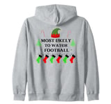 Most Likely To Watch Football Family Santa Elf Hat Zip Hoodie