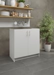 Kitchen Base Sink Unit 800mm Storage Cabinet With Doors 80cm - White Matt