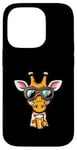 Coque pour iPhone 14 Pro Girafe de ski avec bière | Funny Party Comic