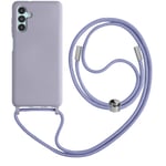 Coque Cordon pour Galaxy 04s et A13 5G Semi-rigide Lanière 80cm violet