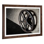 Big Box Art Framed Print of Vintage Movie Film Reel (2) Design | Wall Art Picture | Home Decor for Kitchen, Living, Dining Room, Bedroom, Hallway, Office, Walnut, A2 / 24.5x18 Inch / 62x45cm