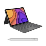 Logitech Folio Touch Étui Clavier iPad Air (4e et 5e générations - 2020, 2022) et Stylet numérique Crayon USB-C (2018 et Versions ultérieures) - Gris, Clavier Français AZERTY