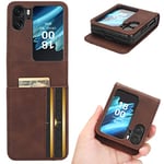 COQUE Oppo Find N2 Flip Etui à Rabat, Etui Portefeuille Porte-Cartes de Visite Magnétique Multi-Slot latéral, Housse de Téléphone à Rabat pour Oppo Find N2 Flip-Marron