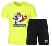 Ensemble De Foot Maillot Et Short D'un Footballeur Enfant Jaune Fluo