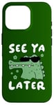 Coque pour iPhone 16 Pro Joli alligator dans des lunettes de soleil, adieu au crocodile, voir plus tard