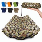 POWERLIX Tapis de Couchage Gonflable Ultra léger, idéal pour Le Camping, Le Sac à Dos, la randonnée – Airpad, Sac de gonflage, Sac de Transport, kit de réparation