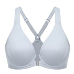 DELIMIRA Soutien Gorge Fermeture Devant Grande Taille avec Armature Decollete Plongeant Dos Nageur Non Rembourré Gris Opale 105C