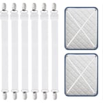 6 Pièces Tendeur Drap Housse,55-250CM Tendeurs De Drap RéGlables pour Drap De Lit,Attache pour draps, Matelas, Planche à Repasser ou canapé Blanc