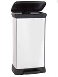 Curver Metal Effect 70% Recycled Kitchen Pedal Touch Deco Bin 50 Litres - Silver