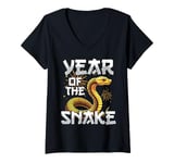 Womens Year Of The Wood Snake Chinese New Year 2025 V-Neck T-Shirt