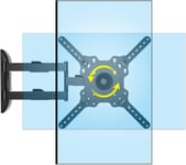 43 Support Mural Tv 32-50 Pouces Accroche Fixation Murale Tele Orientable Inclinable Et Rotatable Ecran, Bras Télévision Mural Articulé Vesa Max De 400×400Mm, Capacité Max 19,8Kg, Dy3255