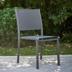 Chaise de jardin aluminium et textilène gris  Oviala