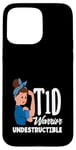 Coque pour iPhone 15 Pro Max Sensibilisation au diabète de type 1 Guerrier T1D indestructible